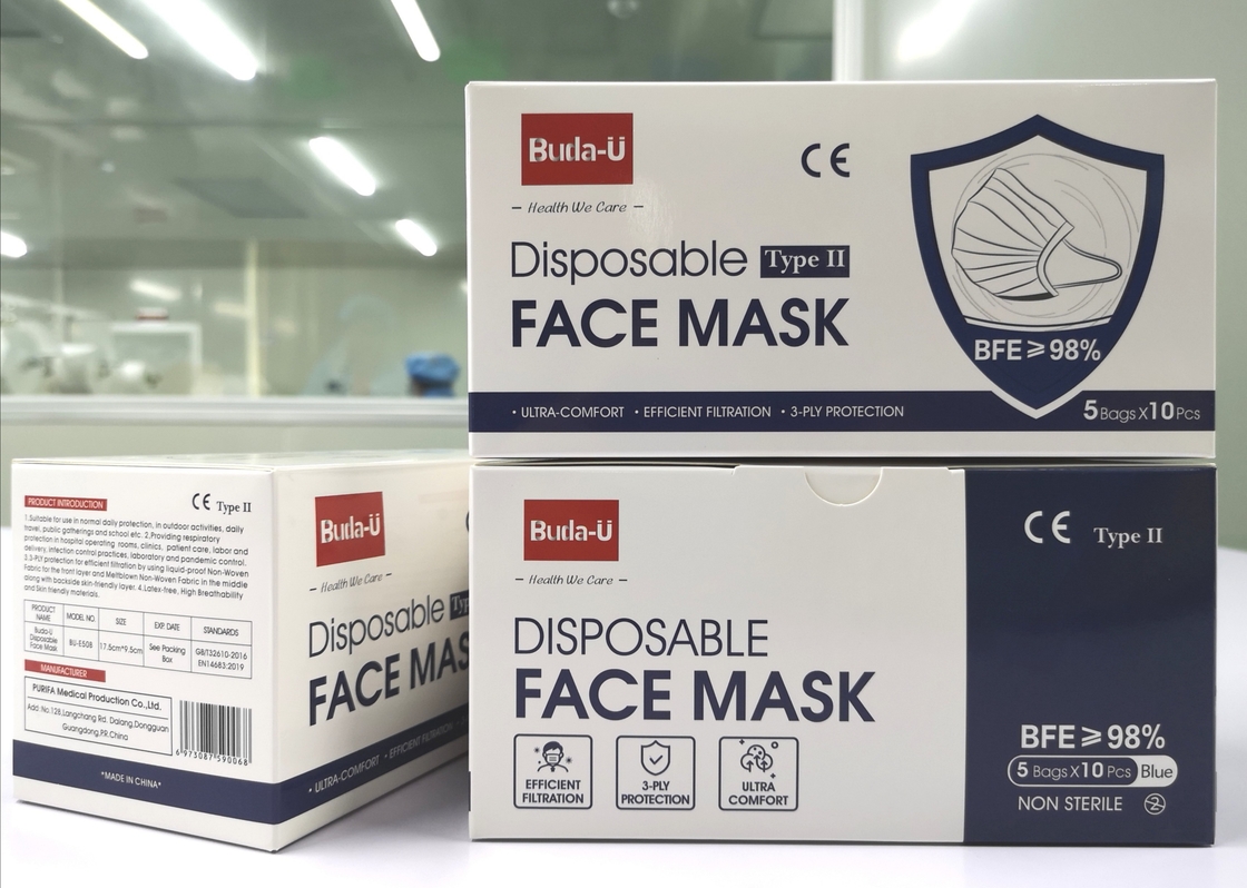 Buda-Uの大人3PLYのCovid ASTMのレベルIIのための医学の保護マスク